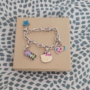Hello Kitty Silver Bracelet with Colorful Charms